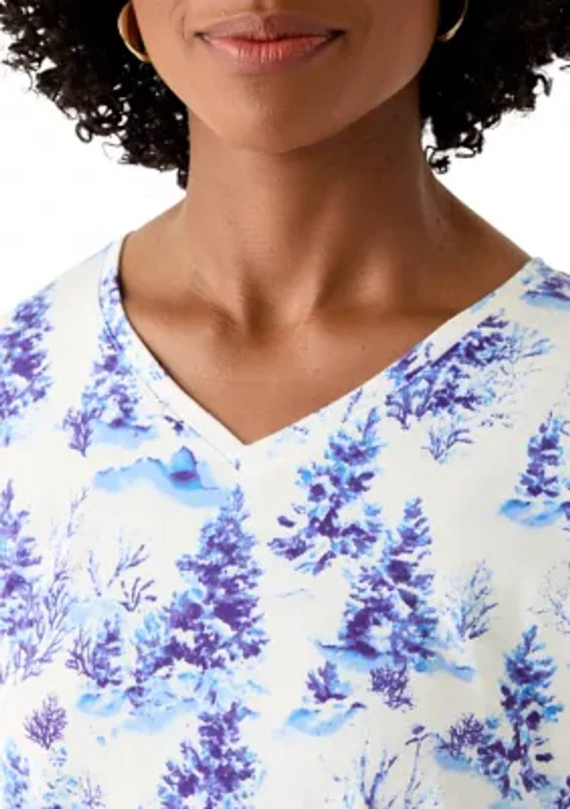 Women's 3/4 Sleeve V-Neck Printed T-Shirt