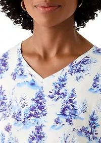 Women's 3/4 Sleeve V-Neck Printed T-Shirt