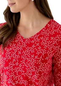 Women's 3/4 Sleeve V-Neck Printed T-Shirt