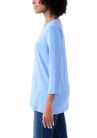 Women's Three-Quarter Sleeve V-Neck Heather Top
