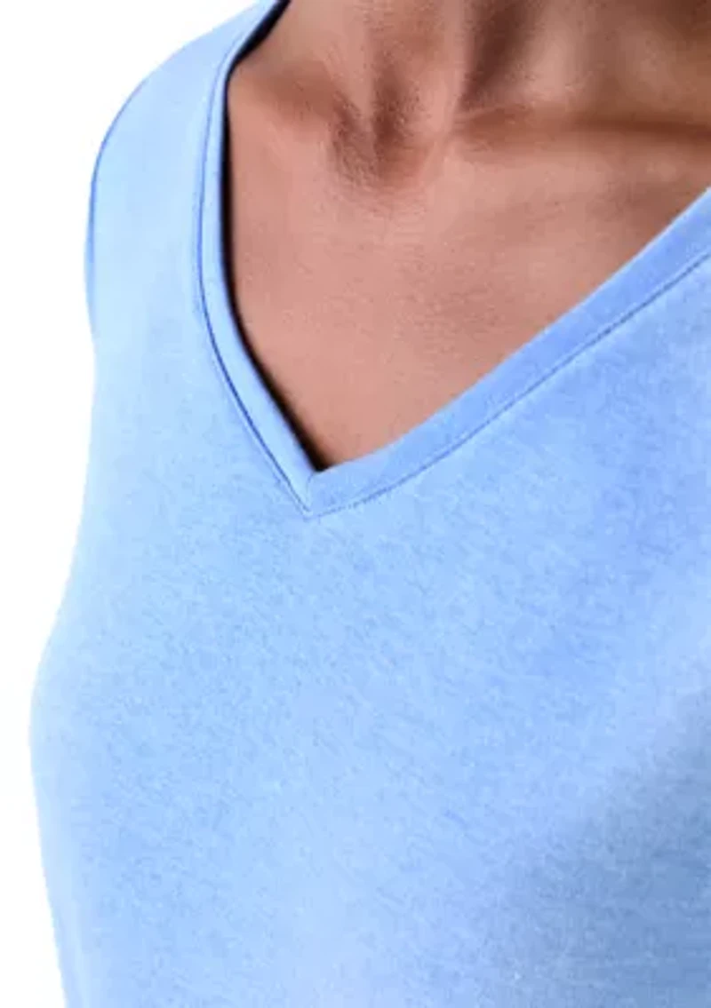 Women's Three-Quarter Sleeve V-Neck Heather Top