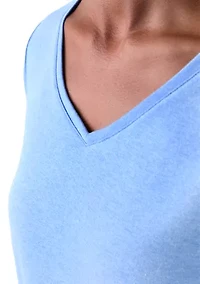 Women's Three-Quarter Sleeve V-Neck Heather Top