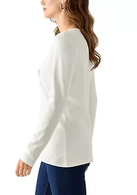 Women's Long Sleeve Christmas Postcard Graphic T-Shirt