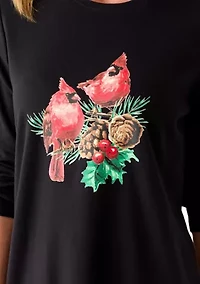 Women's Long Sleeve Christmas Postcard Graphic T-Shirt
