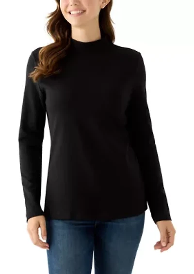 Women's Long Sleeve Mock Neck Knit Shirt