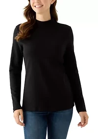 Women's Long Sleeve Mock Neck Knit Shirt