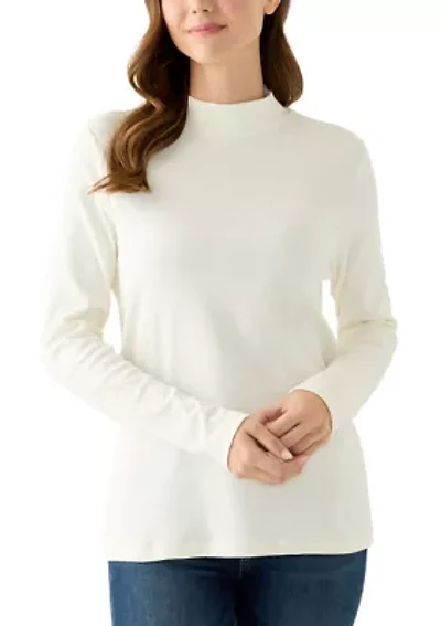 Women's Long Sleeve Mock Neck Knit Shirt