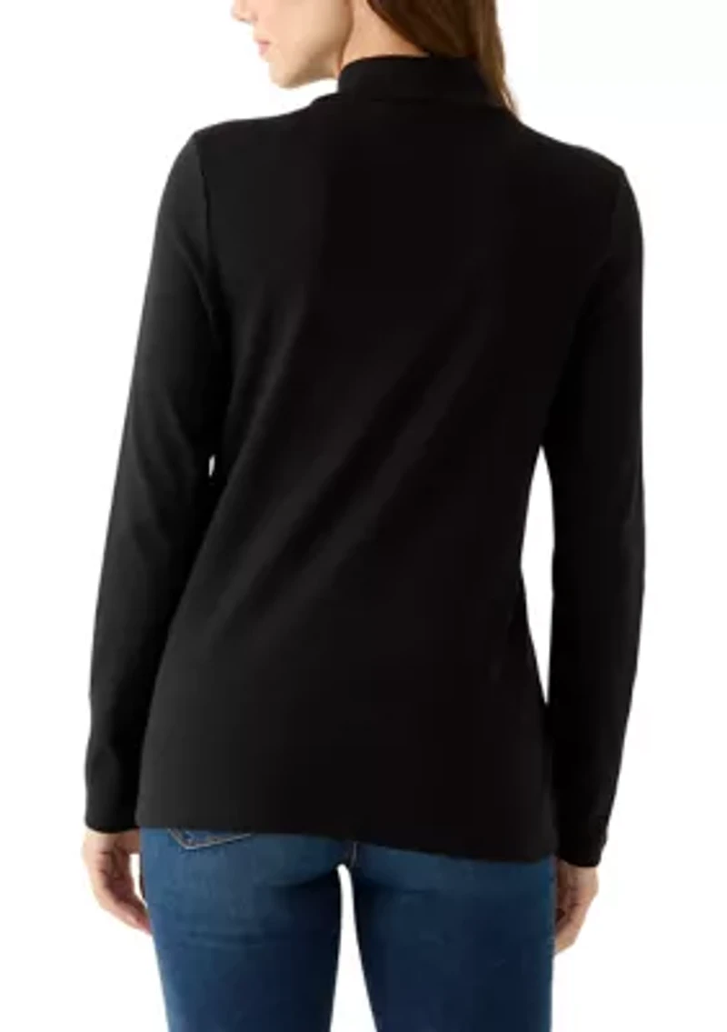 Women's Long Sleeve Mock Neck Knit Shirt