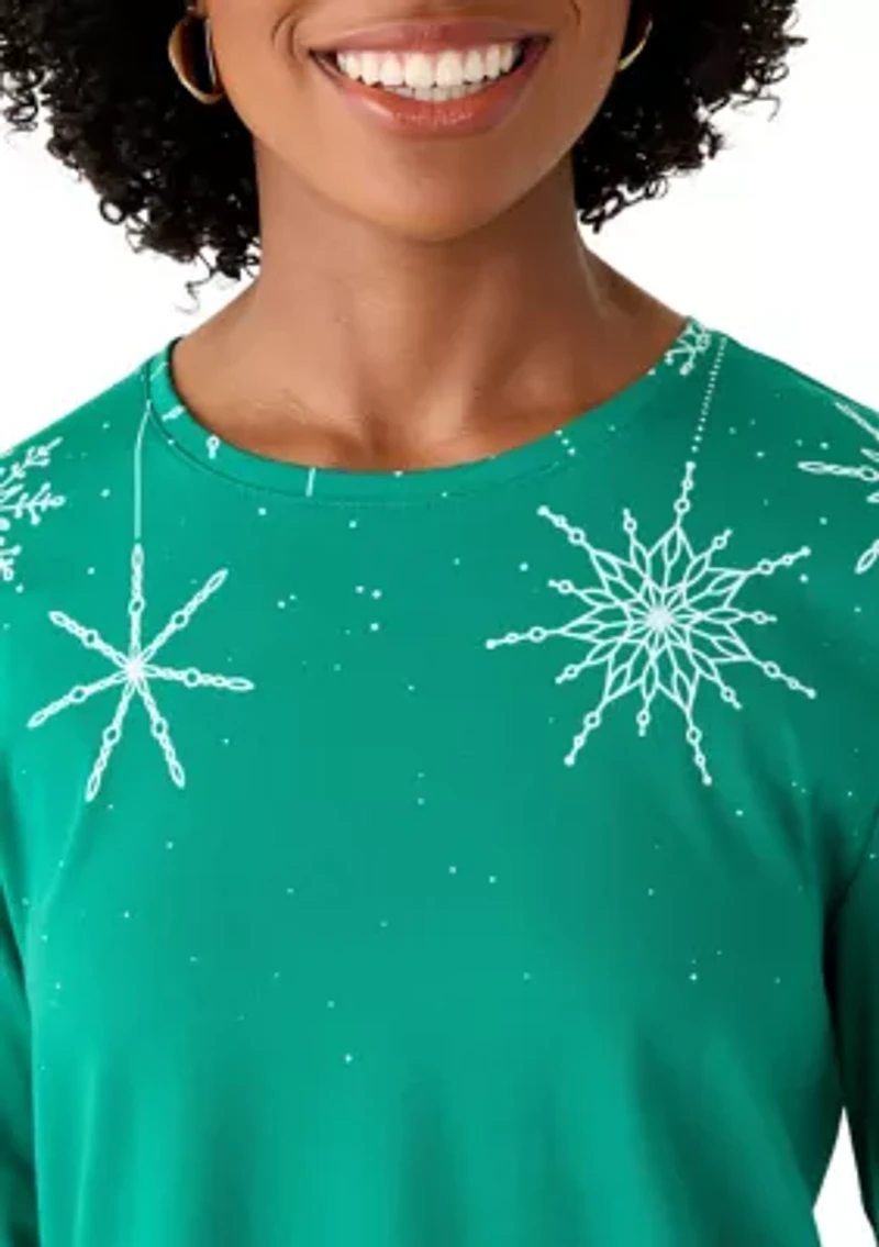 Women's Long Sleeve Crew Neck Printed T-Shirt