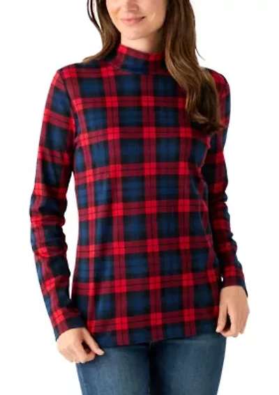 Women's Mock Neck Printed Top