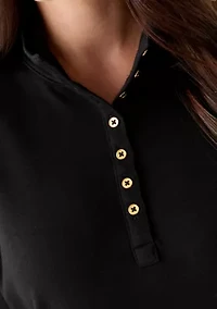 Women's Long Sleeve Henley Mock Neck Tunic T-Shirt