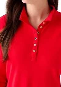 Women's Long Sleeve Henley Mock Neck Tunic T-Shirt