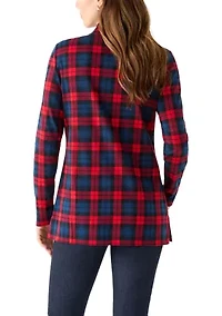 Women's Long Sleeve Henley Mock Neck Tunic Print