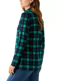 Women's Long Sleeve Henley Mock Neck Tunic Print