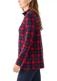 Women's Long Sleeve Henley Mock Neck Tunic Print