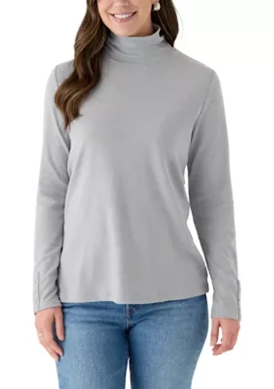 Women's Long Sleeve Turtleneck Sweater with Trim Detail