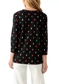 Women's Three Quarter Henley Holiday Shirt