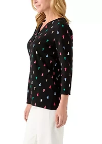 Women's Three Quarter Henley Holiday Shirt
