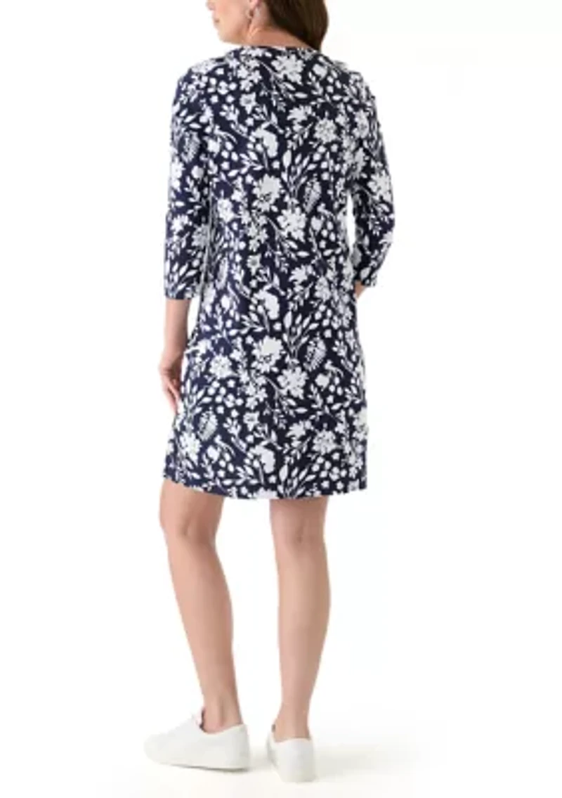 Women's 3/4 Sleeve Mega Printed Dress