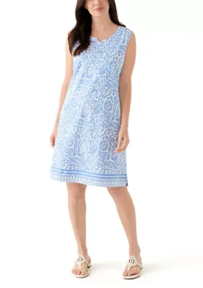 Women's Sleeveless Split Neck Printed Dress