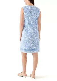 Women's Sleeveless Split Neck Printed Dress