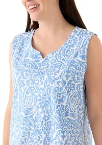 Women's Sleeveless Split Neck Printed Dress