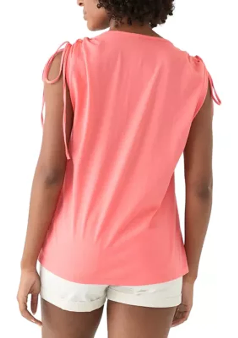 Women's Ruched Tie Sleeve Top