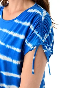 Women's Ruched Sleeve Printed T-Shirt