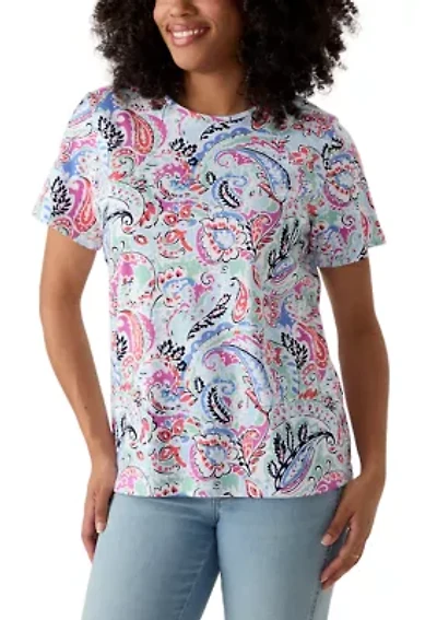 Women's Short Sleeve Crew Neck Printed T-Shirt