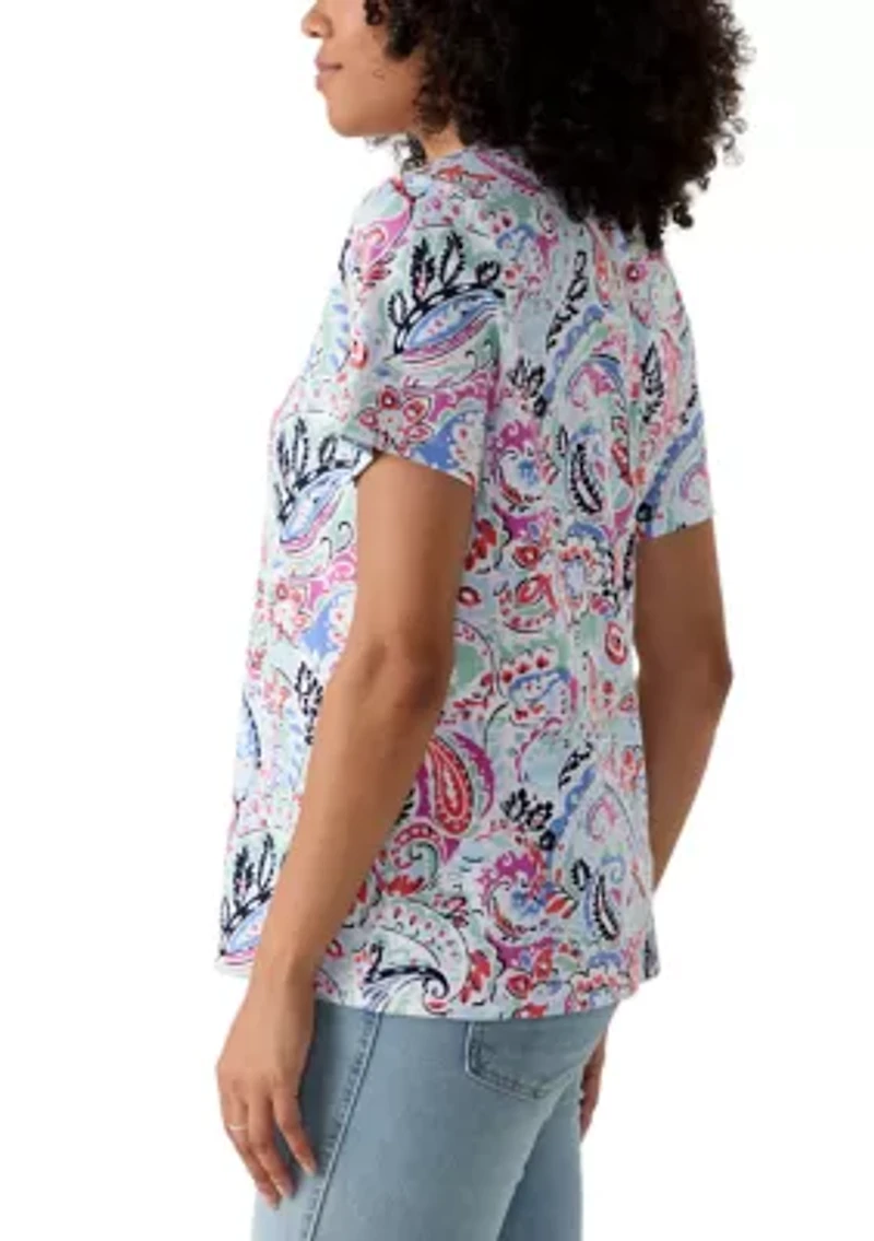 Women's Short Sleeve Crew Neck Printed T-Shirt