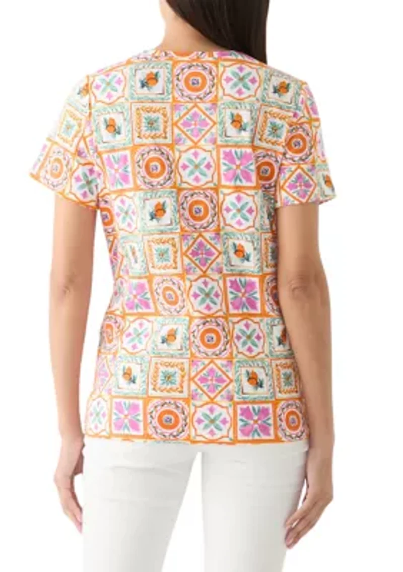 Women's Printed V-Neck Top