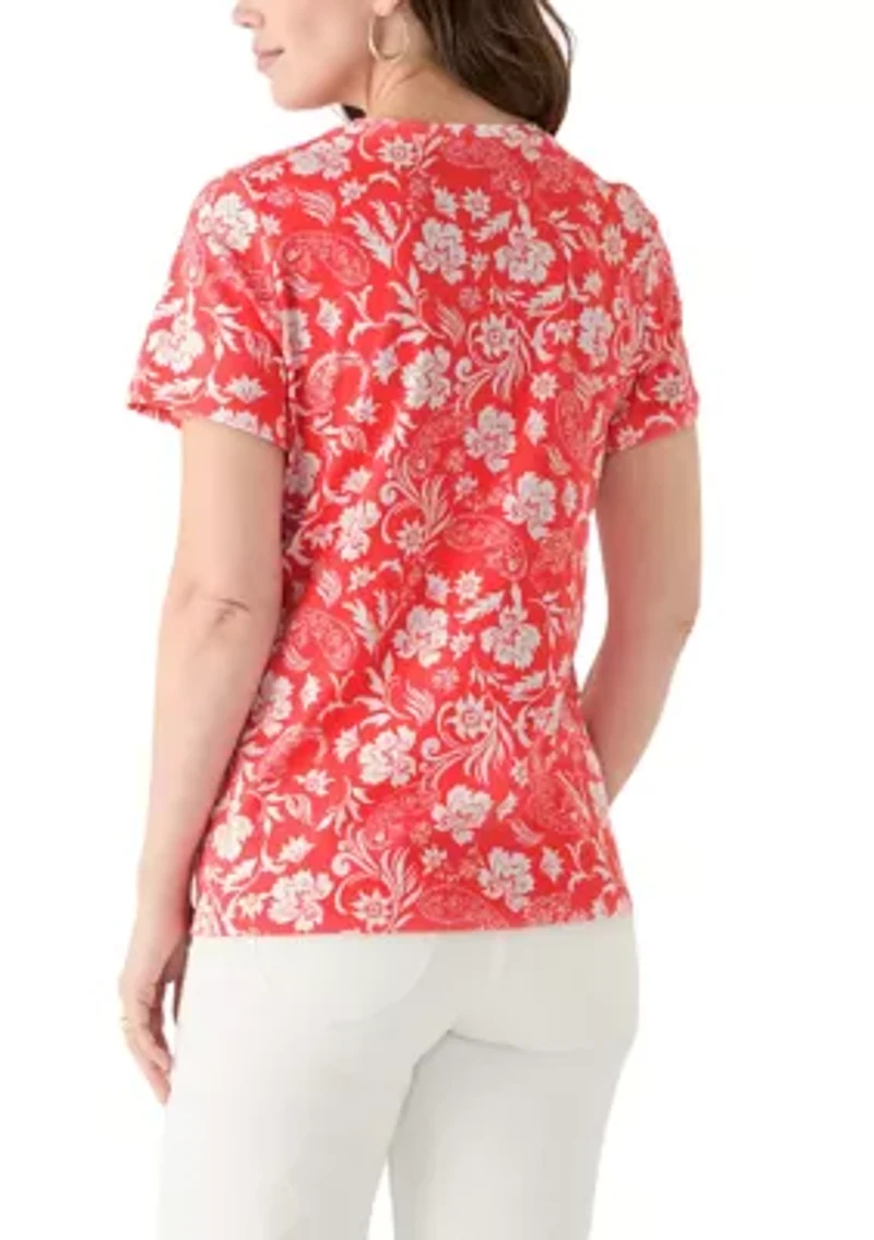 Women's Printed V-Neck Top