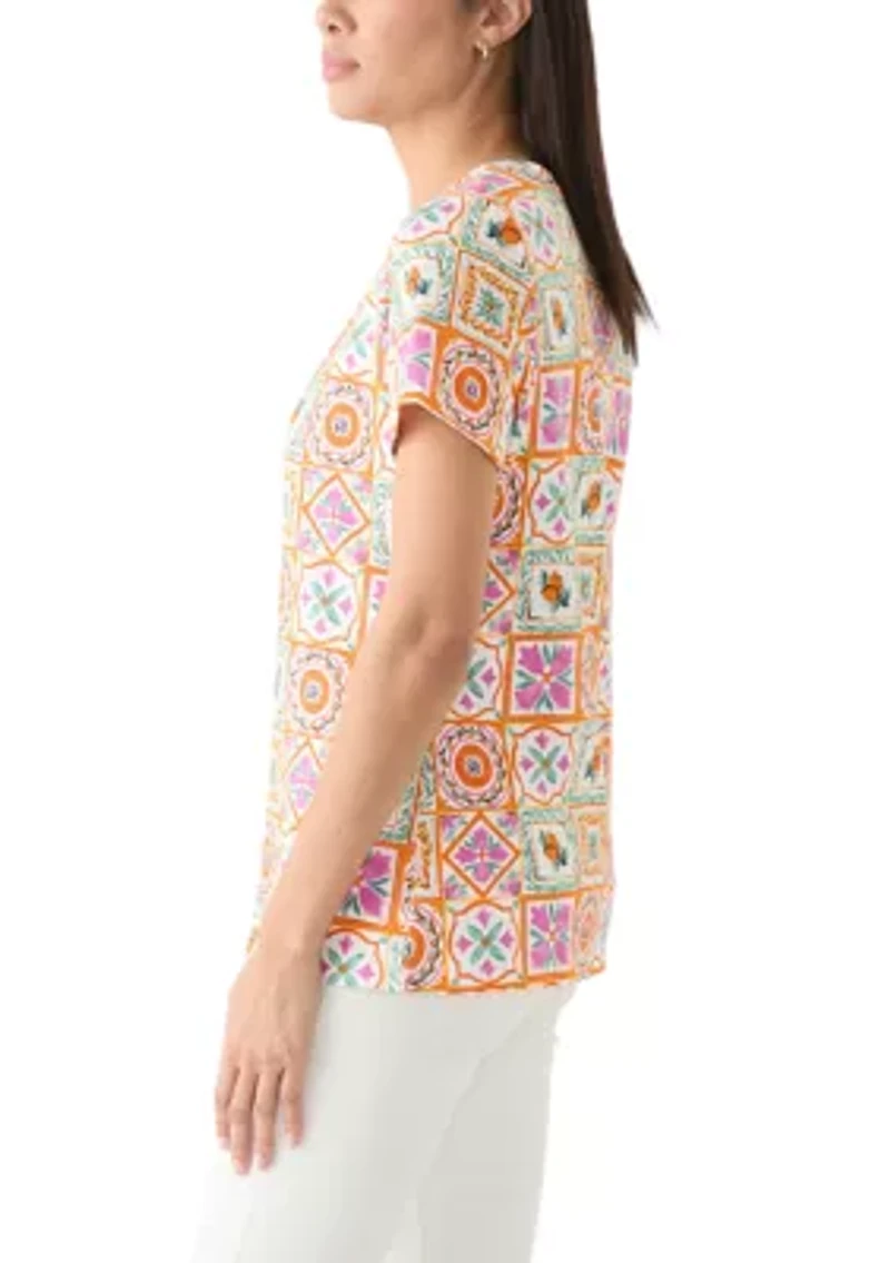 Women's Printed V-Neck Top