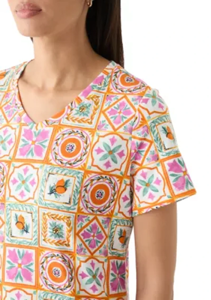 Women's Printed V-Neck Top
