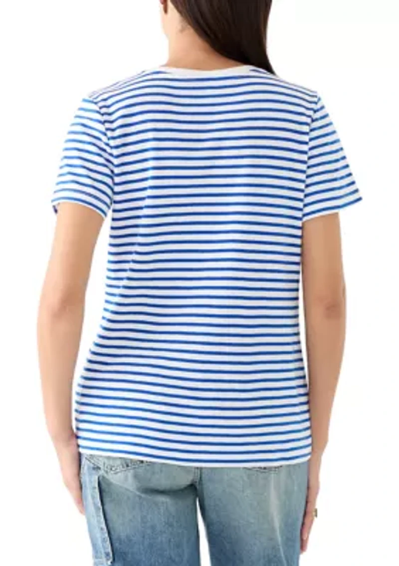 Women's Short Sleeve V-Neck Striped T-Shirt