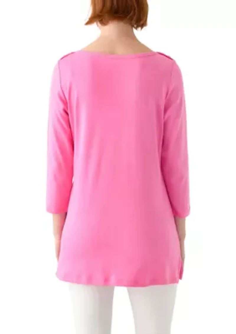 Women's 3/4 Sleeve Boat Neck Top