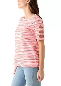 Women's Elbow Ladder Sleeve Printed T-Shirt