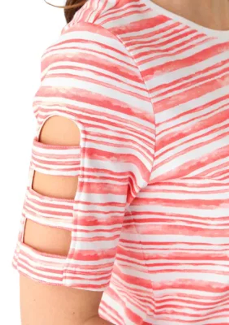 Women's Elbow Ladder Sleeve Printed T-Shirt