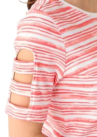 Women's Elbow Ladder Sleeve Printed T-Shirt
