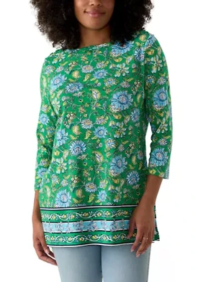 Women's 3/4 Sleeve Boat Neck Printed Top