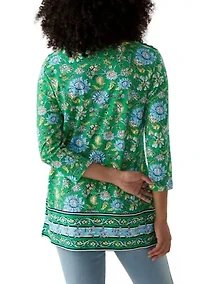 Women's 3/4 Sleeve Boat Neck Printed Top