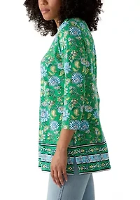 Women's 3/4 Sleeve Boat Neck Printed Top