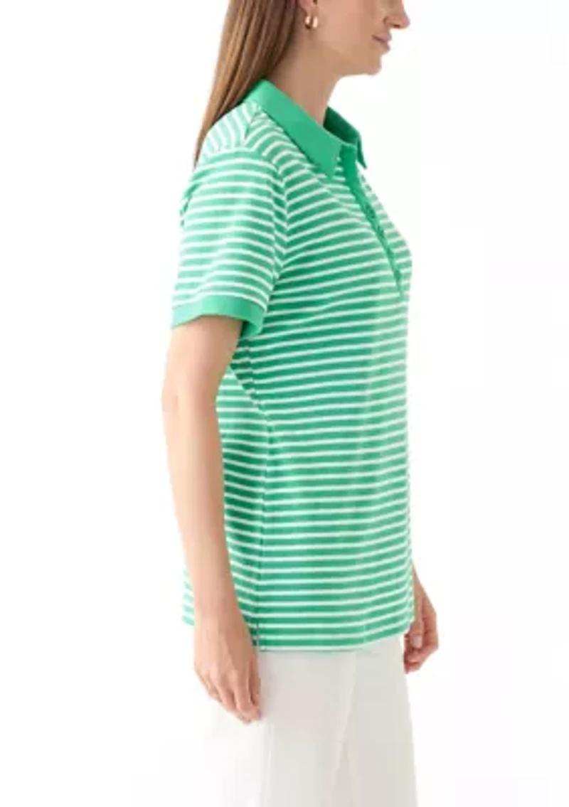 Women's Short Sleeve Yarn Dyed Polo Shirt
