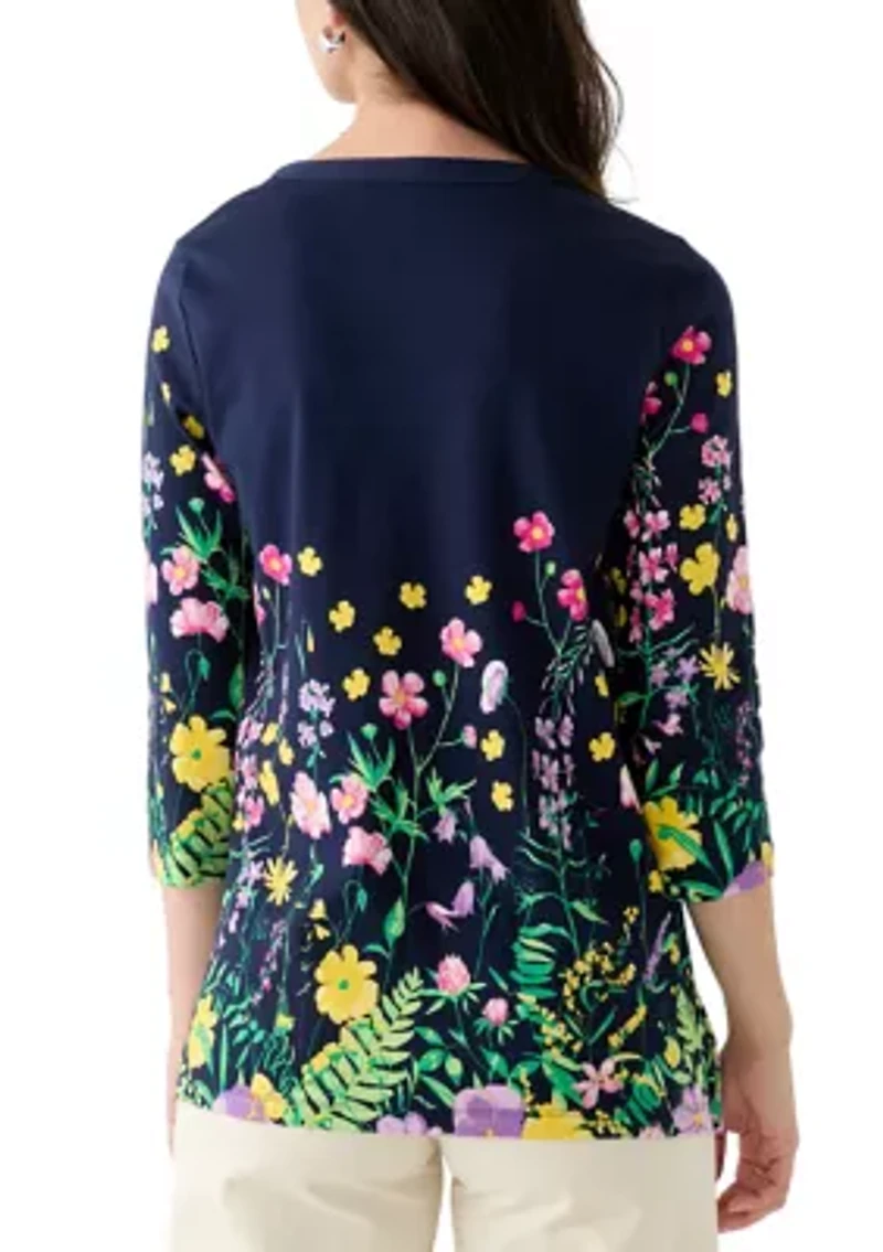 Women's Placement Printed Split Neck Top