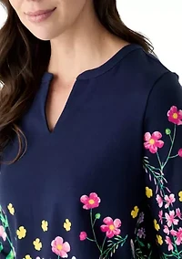 Women's Placement Printed Split Neck Top