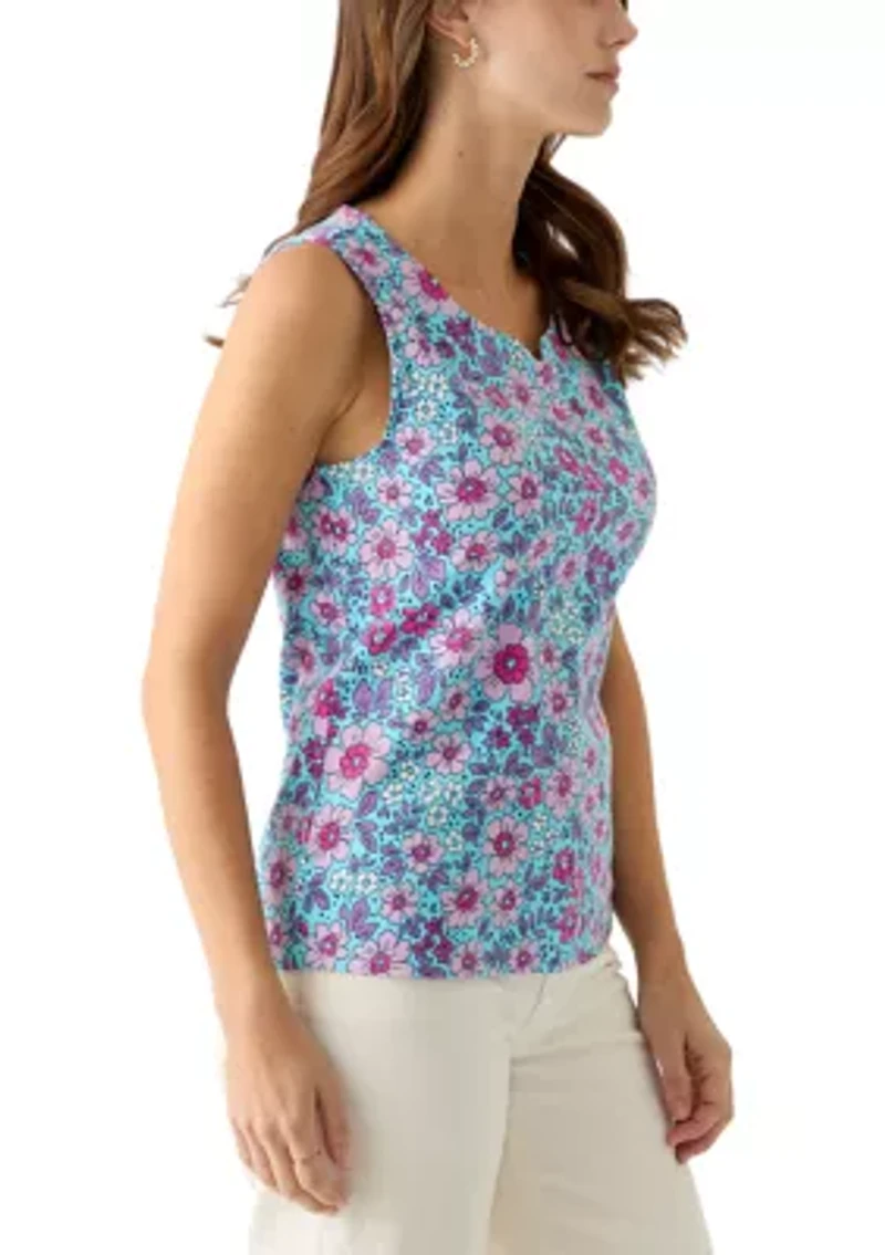 Women's Sleeveless Split Neck Tank Top