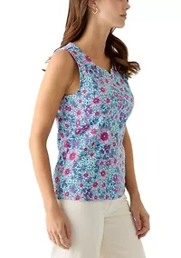 Women's Sleeveless Split Neck Tank Top
