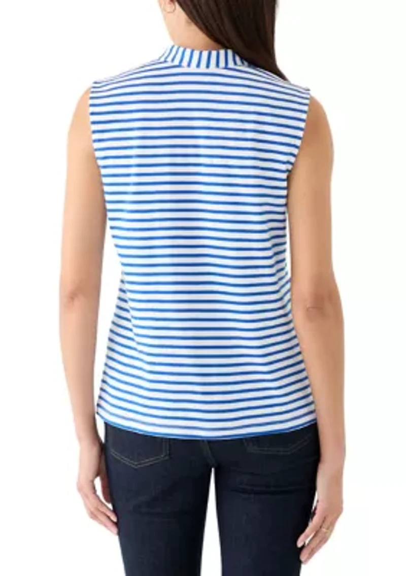 Women's Sleeveless V-Neck Yarn Dyed Top