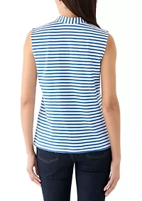 Women's Sleeveless V-Neck Yarn Dyed Top