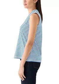Women's Sleeveless V-Neck Yarn Dyed Top